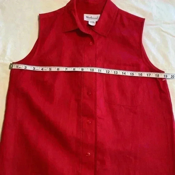 Westbound 100% Linen Red Sleeveless Shirt Top in Size Small. - Picture 9 of 10